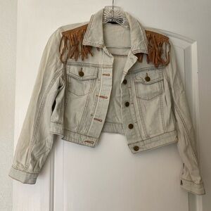 Forever 21 Premium Denim Fringe Jacket
